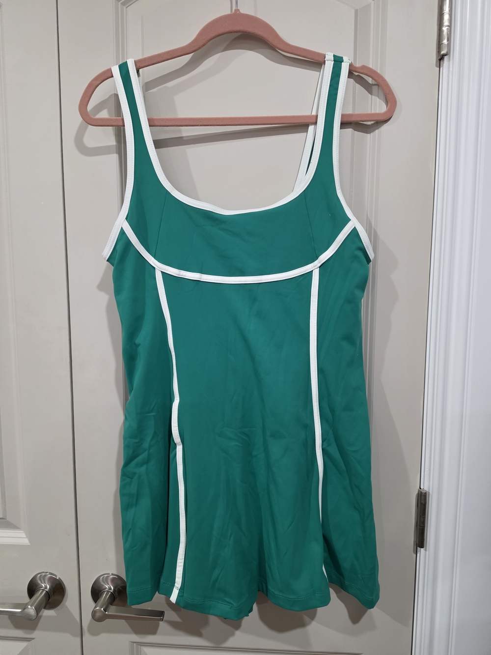 Anthro Daily Practice Green Mini Dress with White Piping L NWT - Picture 5 of 6